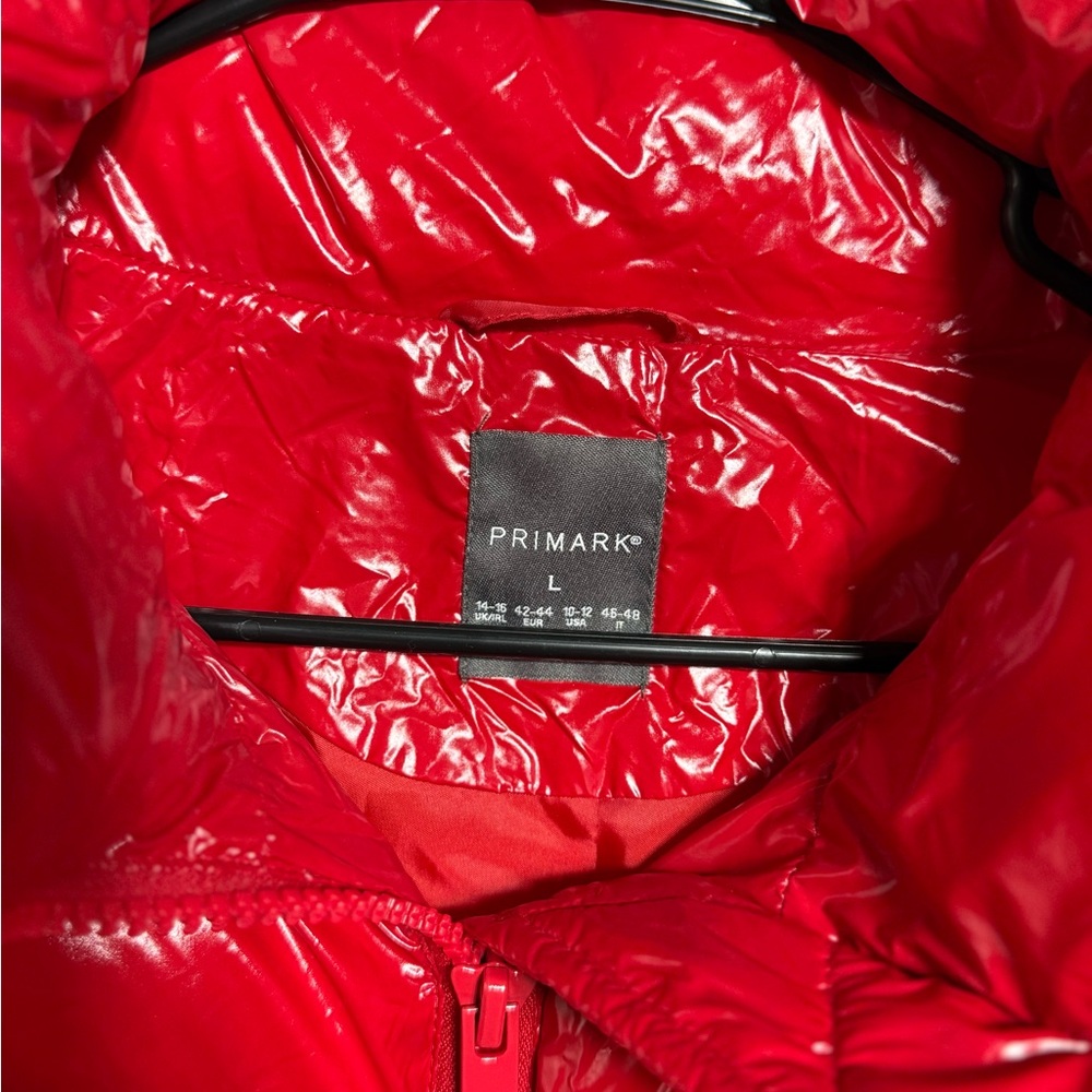 Primark Shiny Red Puffer Jacket View 2